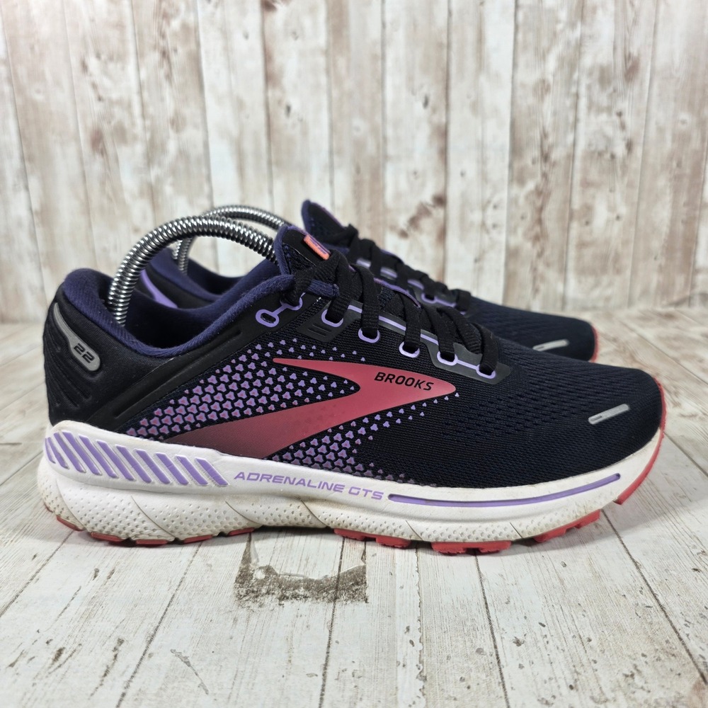 Brooks Adrenaline GTS 22 Womens 9.5 Running Shoes Black‎ Purple 1203531B080